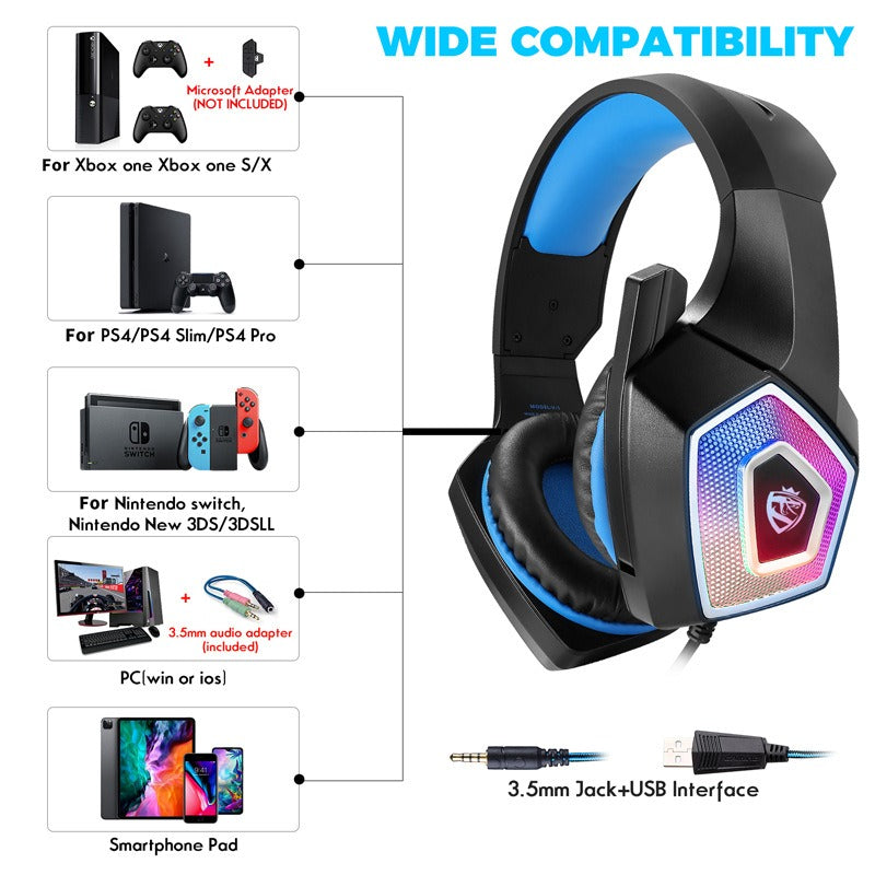 RGB Gaming Headphones – Wired Over-Ear with Mic | Harding's Essential