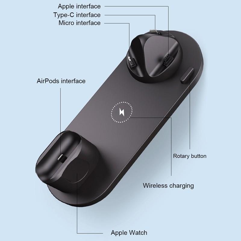 6-in-1 Wireless Charging Station – Fast Charge iPhone, Apple Watch, AirPods & Android