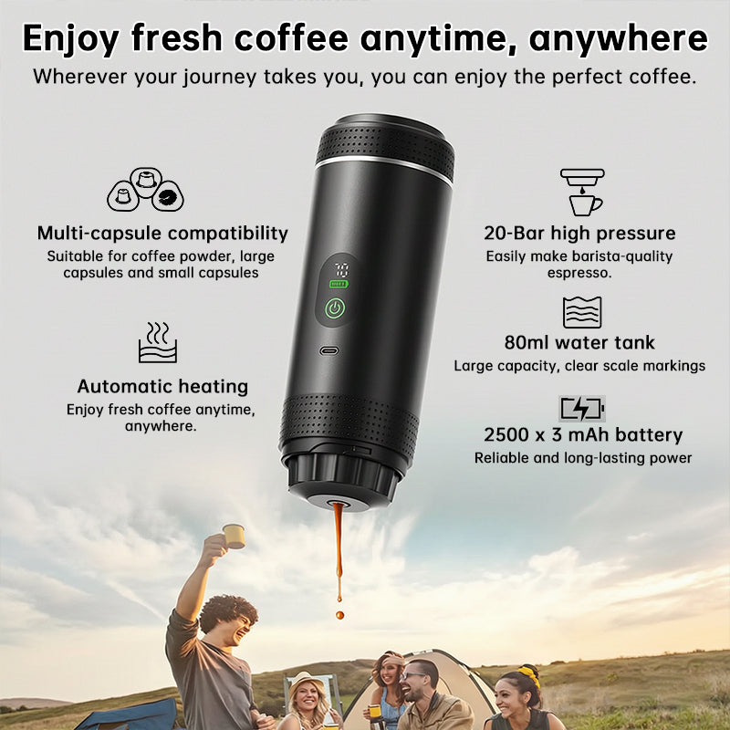 Portable Espresso Machine – 3-in-1 Digital Coffee Maker | 20 BAR | Travel, Camping & Office