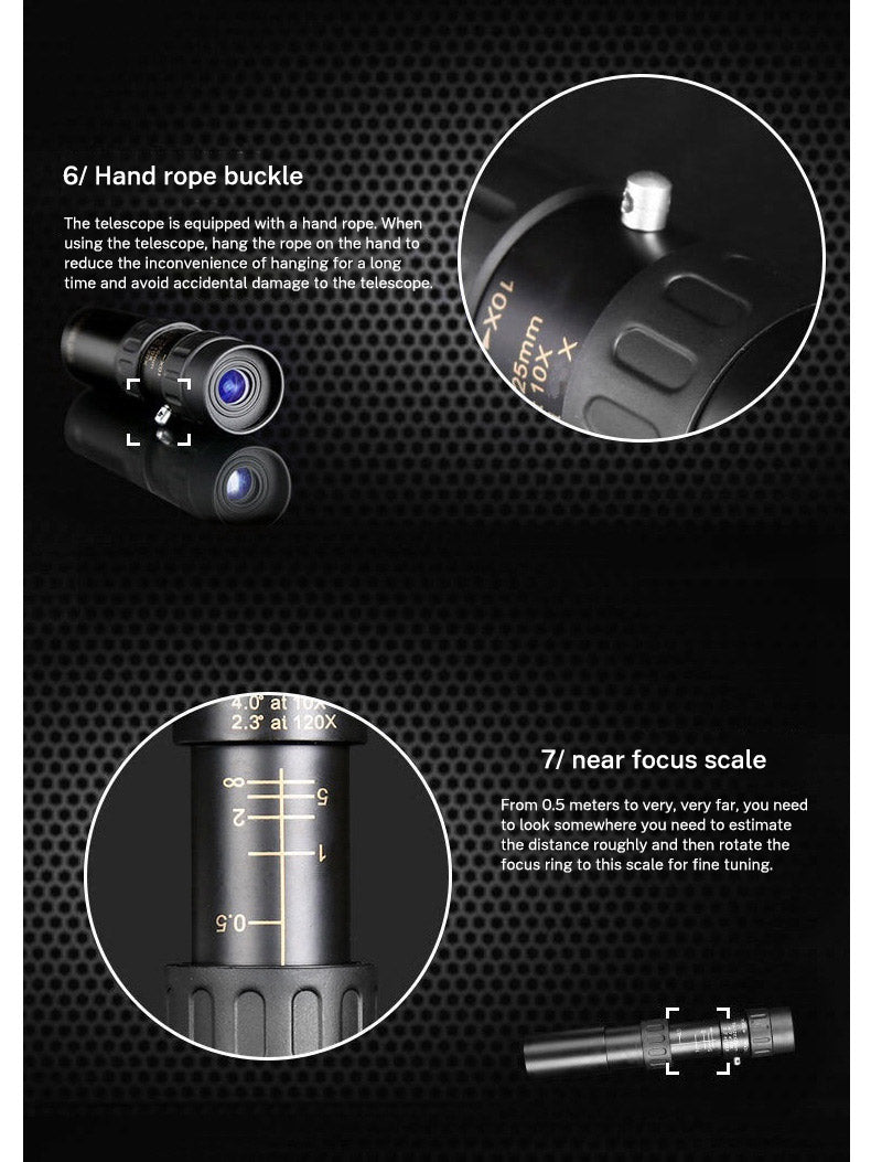 10-30×25 HD Zoom Monocular Telescope — Portable Long Range Spyglass for Hunting & Outdoor