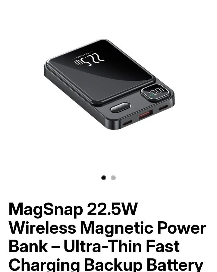 Space Black MagSnap 22.5W wireless magnetic power bank